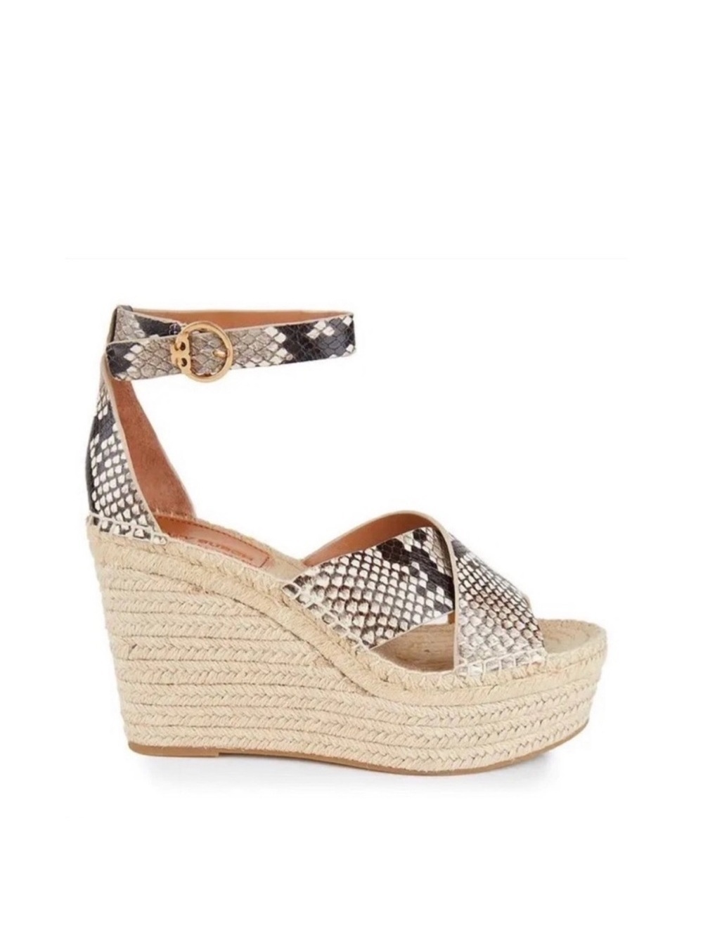 Tory Burch Shelby Snakeskin-Embossed Leather Espadrille Sandals, NWOT, Size 11